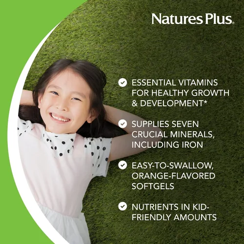 Miniatura 4 de NaturesPlus Multivitamínico Vita-Gels para niños, sabor a naranja natural, 90 cápsulas blandas, sin gluten, 90 porciones