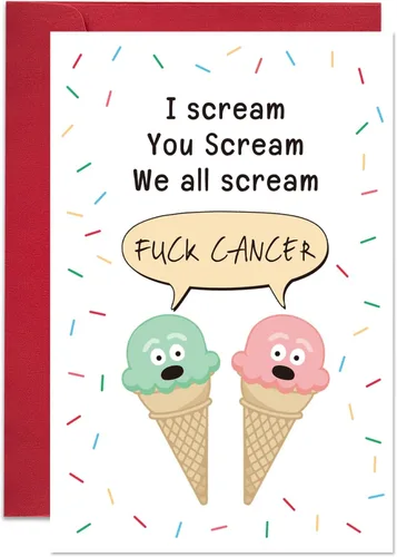 Ogeby Tarjeta de aliento para el cáncer de mierda, regalo para él y ella, divertida y linda tarjeta de recuperación contra el cáncer, tarjeta de
