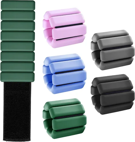 Miniatura 7 de Brazaletes con peso para muñeca y tobillo para mujeres de 1 libra cada uno (juego de 2) Pesas de entrenamiento para yoga, pilates y caminar Verde