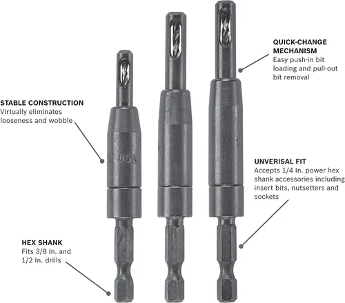 Miniatura 2 de Bosch CC2430 Clic-Change 1/4 in. Self-Centering Drill Bit Assortment (3-Piece)