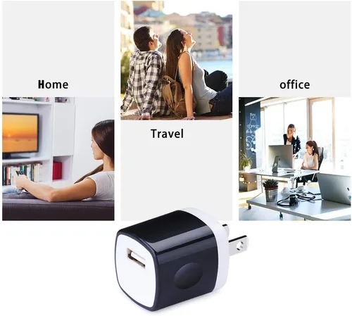 Miniatura 7 de UorMe - Adaptador de pared, paquete de 10 unidades, cargador de un solo puerto de 1A, 5 V, enchufe USB, caja de bloque de carga, compatible con Negro