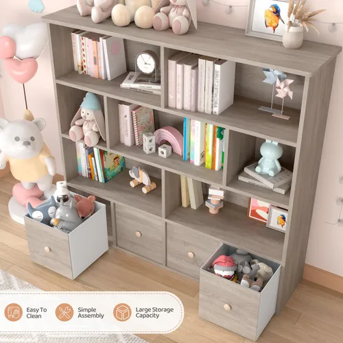 Miniatura 6 de EROMMY Organizador de almacenamiento de juguetes de 47 pulgadas de alto y estantería, almacenamiento de juguetes con 7 cubos de almacenamiento y 4