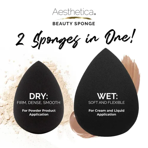 Miniatura 3 de Esponja aplicadora de maquillaje Aesthetica, sin látex y vegana, para polvo, crema o líquidos, una pieza