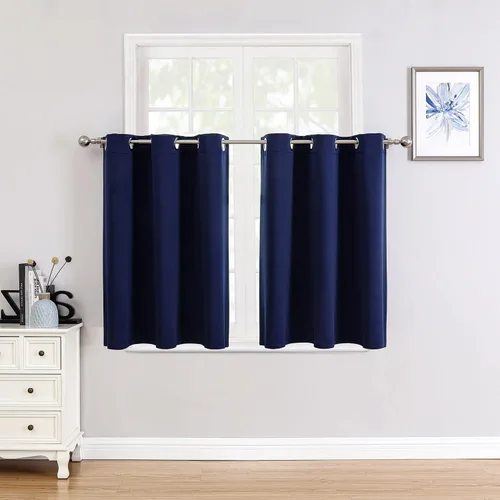 Miniatura 49 de ChrisDowa - Cortinas de cenefa pequeñas para cocina, cortinas cortas con ojales y aislamiento térmico para oscurecer la sala y habitación