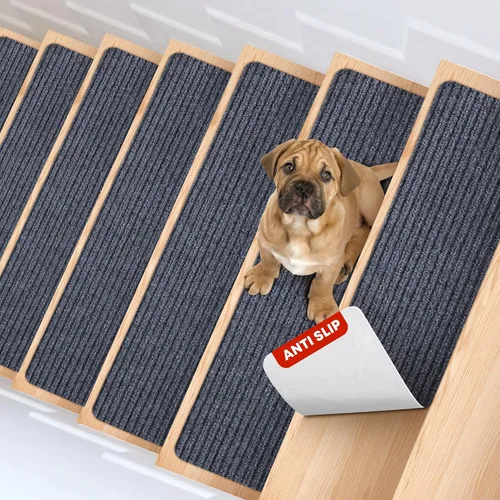 Miniatura 12 de MBIGM Alfombra antideslizante para peldaños de 30 x 30 pulgadas, alfombra de seguridad antideslizante y resistente al deslizamiento, color negro