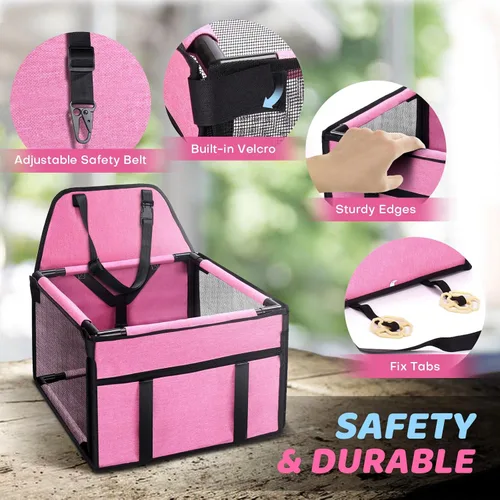 Miniatura 5 de GENORTH Asientos de coche para perros pequeños para perros pequeños, asiento elevador portátil para cachorros/mascotas con correa de clip y ventana