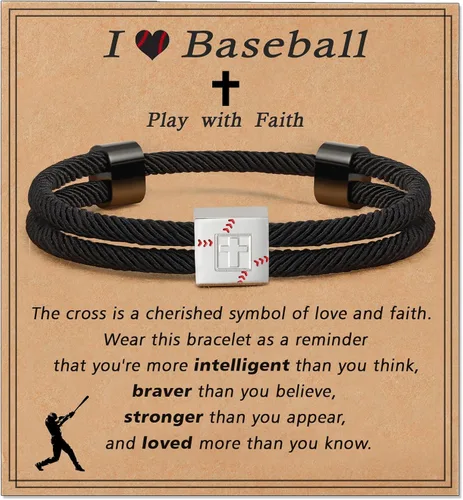 Pulsera cruz de béisbol/fútbol/baloncesto/fútbol americano de Lydow para graduación, para niños, hombres, hijos, jugadores, equipo, amantes, nietos,