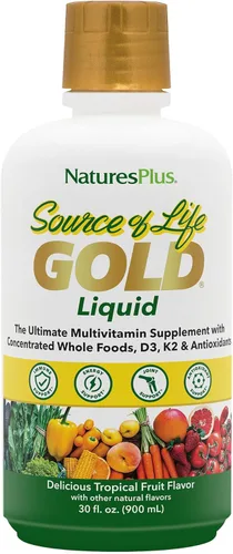 NaturesPlus Source of Life Gold Multivitamínico líquido de 30 onzas apoya la producción de energía, el sistema inmunológico saludable y el