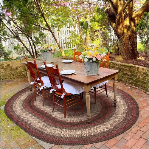 Miniatura 62 de Alfombra ovalada trenzada gris humo de 20 x 30 pulgadas, lavable para interiores y exteriores, decoración campestre para cocinas y entradas