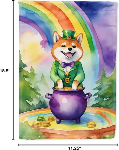 Miniatura 6 de Caroline's Treasures DAC5612GF Bandera de Shiba Inu para el Día de San Patricio, bandera decorativa para patio exterior, patio, parterres