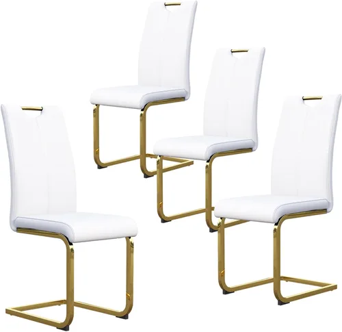 Miniatura 11 de Juego de 2 sillas de comedor, modernas sillas de comedor de piel sintética, sillas tapizadas para cocina, comedor, respaldo alto ergonómico