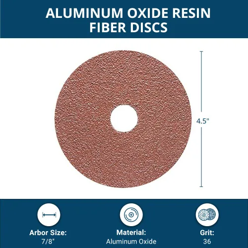 Miniatura 4 de Benchmark Abrasives Discos de lijado de fibra de resina de óxido de aluminio de 4-1/2 pulgadas para metales, madera, fibra de vidrio cenador de 7/8