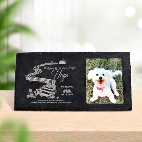 Miniatura 27 de Farfume Piedras conmemorativas personalizadas para mascotas con foto y texto Marcadores personalizados para tumbas para mascotas Lápidas