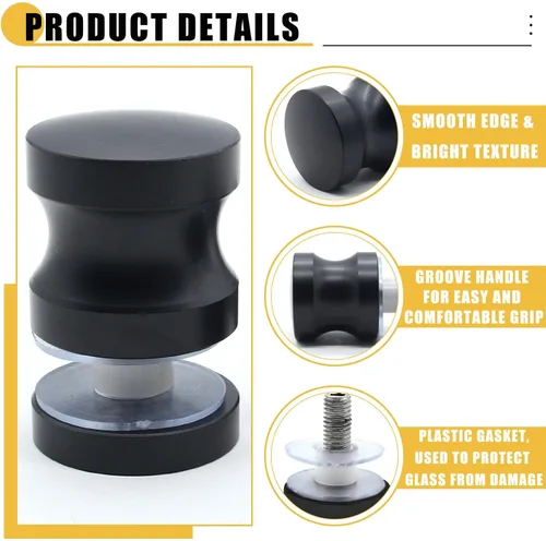 Miniatura 3 de Paquete de 2 Manijas para Puerta de Vidrio de Ducha, Perilla de Acero Inoxidable para Puertas de Ducha Tirador de Un Solo Lado Hardware para Puertas