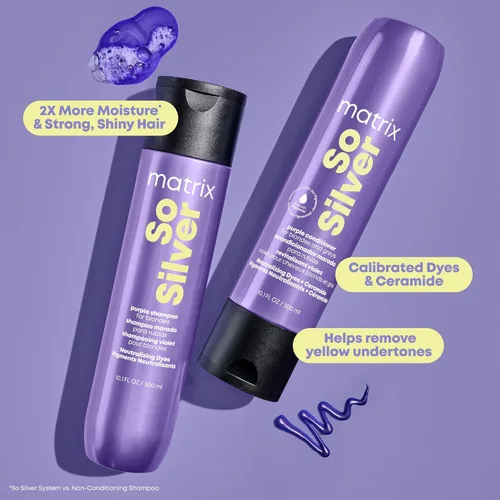 Miniatura 4 de Matrix So Silver Purple - Juego de champú y acondicionador pigmentado Elimina matices amarillos cobrizos Acondicionador tonificante para rubios