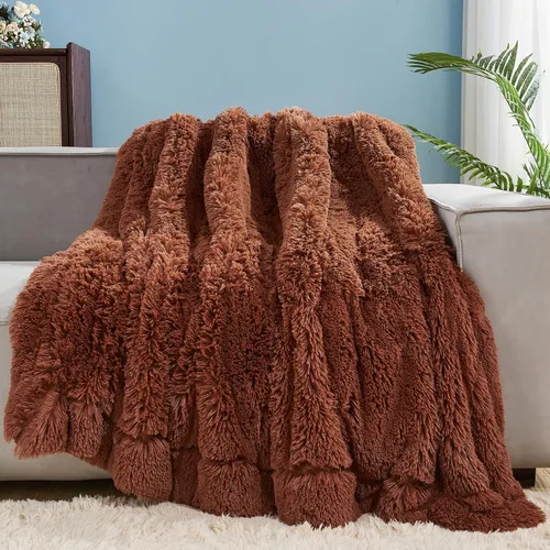 Miniatura 31 de GONAAP Manta de Tiro de Piel Sintética Mullida Tamaño Twin Rosa Claro Súper Suave Acogedora Felpa Mullida Lanuda para Sofá, Sillón o Cama