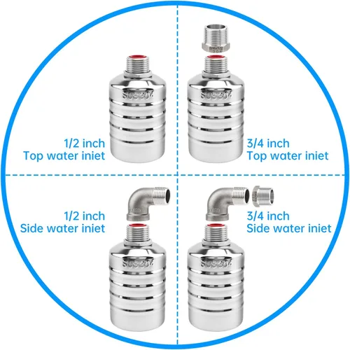 Miniatura 6 de 2 Pack Float Valve, Automatic Water Level Control Valve with 1/2inch to 3/4inch 1inch Adapter for Water Tank, Aquariums, Livestock Trough (2)