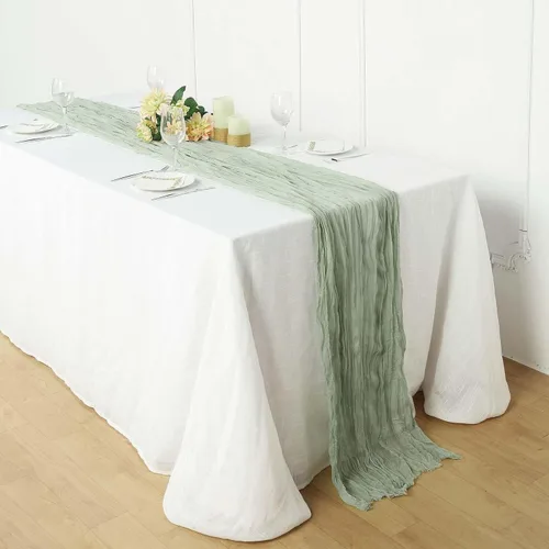 Efavormart - Camino de mesa de gasa verde salvia de 10 pies, tela de gasa de 120 pulgadas para bodas de jardín botánico, eventos de primavera y