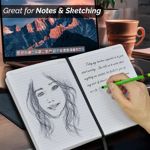 Miniatura 8 de Nextnoid Cuaderno rayado para hombres - Papel grueso de 120 g/m² - 160 páginas - Cuaderno de tapa dura A5 para el trabajo - Ideal para escribir