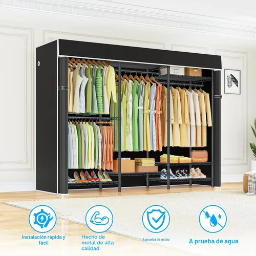Miniatura 6 de Ulif E13C Sistema Organizador de Armario de Servicio Pesado, Estantes de Ropa Independientes para Colgar Ropa, Perchero Ajustable de 63" An x 16" Pr