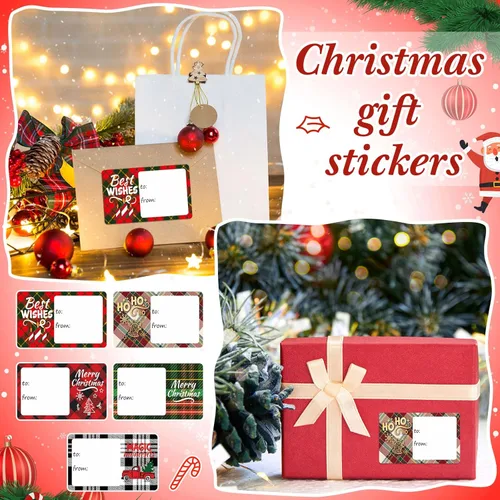 Miniatura 4 de Outus 500 etiquetas de Navidad, etiquetas autoadhesivas de regalo para regalos de Navidad, pegatinas de etiquetas de nombre de Navidad para papel