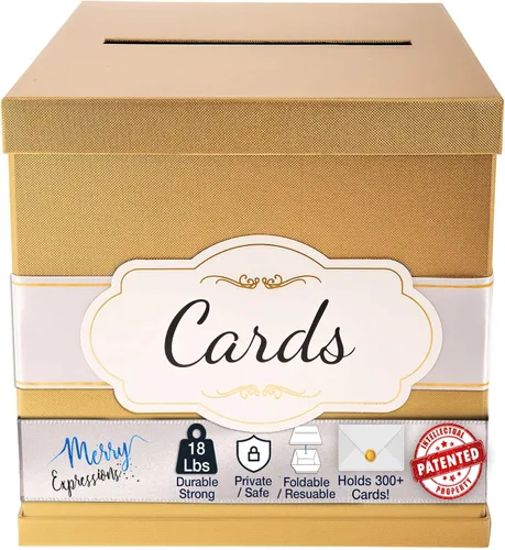 Miniatura 13 de Merry Expressions Caja de tarjetas de boda en blanco y negro de 10 pulgadas para fiestas, tarjetas de regalo para cumpleaños, graduación, recepción