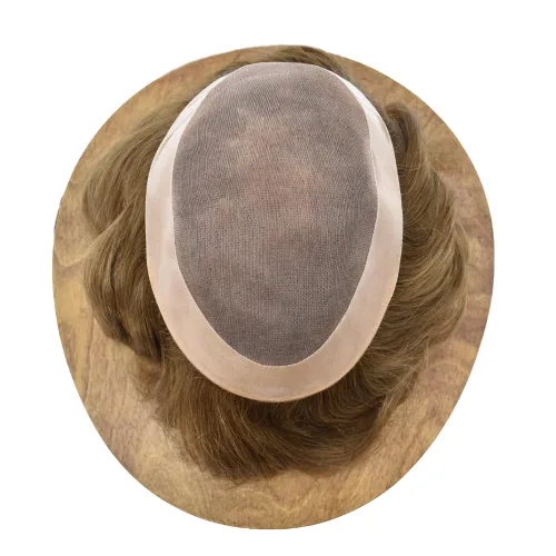 Miniatura 6 de Mens Toupee Hair Piece Real Human Hair Fine Mono Toupee para hombres Sistema de reemplazo de cabello para hombre Postizo Protesis Capilar Para