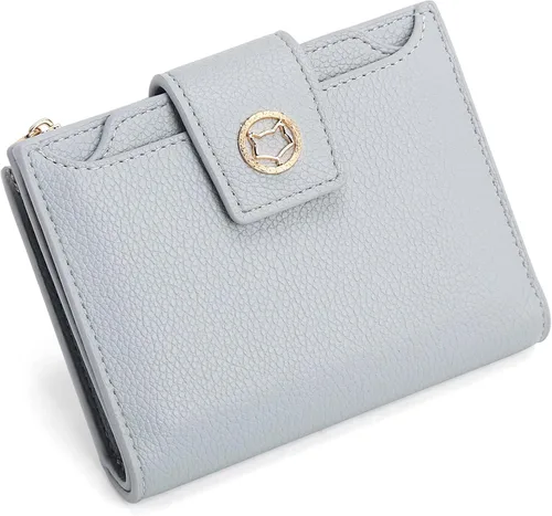 FOXLOVER Cartera pequeña de piel suave para mujer, con bloqueo RFID, bolsillo con cremallera, tarjetero, con ventana de identificación