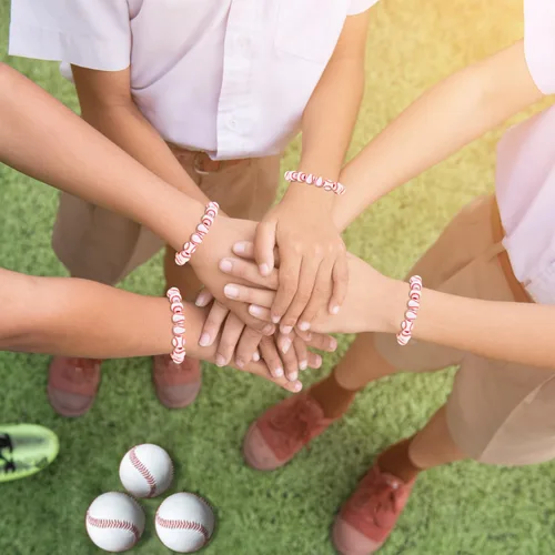 Miniatura 6 de 150 cuentas de béisbol para fabricación de joyas, 0.472 pulgadas de acrílico deportivo a granel con caja, espaciador de sóftbol para manualidades