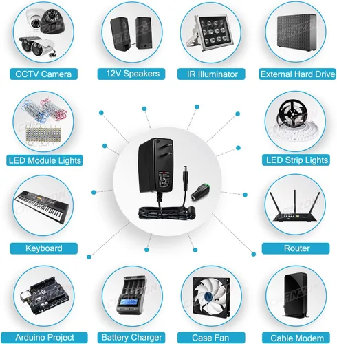 Miniatura 7 de CHANZON Adaptador de fuente de alimentación de conmutación de 24 W CA y CC de 12 V 2 A