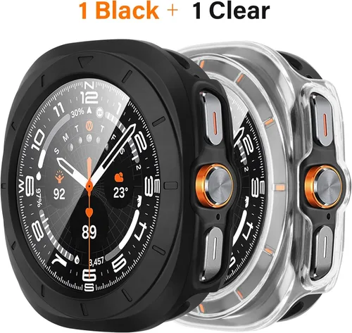 Miniatura 8 de Amizee Paquete de 2 fundas protectoras de pantalla compatibles con Samsung Galaxy Watch Ultra (2025/2024) de 1.772 pulgadas, con protector de negro