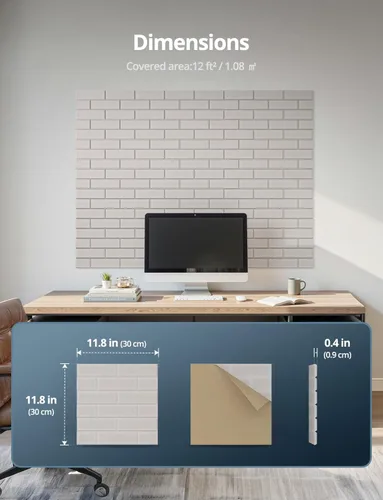 Miniatura 9 de Paneles acústicos para paredes, Panel de absorción de sonido con patrón de ladrillo, adhesivo para pegar y quitar, para techo, puerta, pared