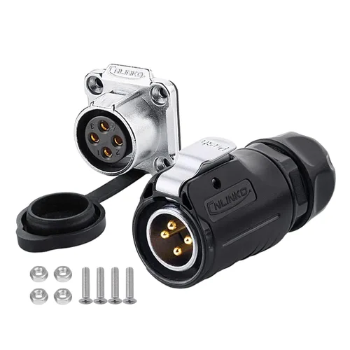 CNLINKO Serie LP20 Conector Impermeable, Conector de Potencia IP68 4 pines 20A 500V M20 Conector LED, Aprobado UL CE Rohs (4 pines)