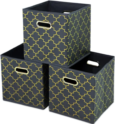 Miniatura 16 de Contenedores de almacenamiento de tela, organizadores de tela con asa, cubos plegables para almacenamiento de tela o accesorios, 11 x 11 x 11 Naranja