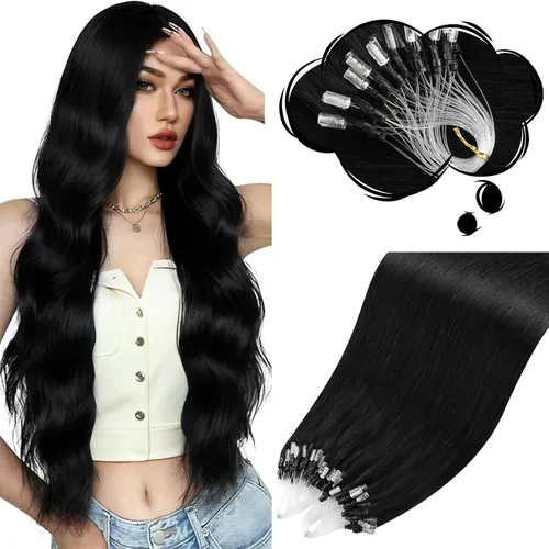 Moresoo - Extensiones de cabello con microanillo, 100 % cabello humano real, pelo suave, 1.76 oz-50 g/50s