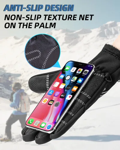 Miniatura 5 de ROCKBROS Guantes de ciclismo de invierno para hombres y mujeres, resistentes al agua, guantes de pantalla táctil que absorben los golpes, guantes