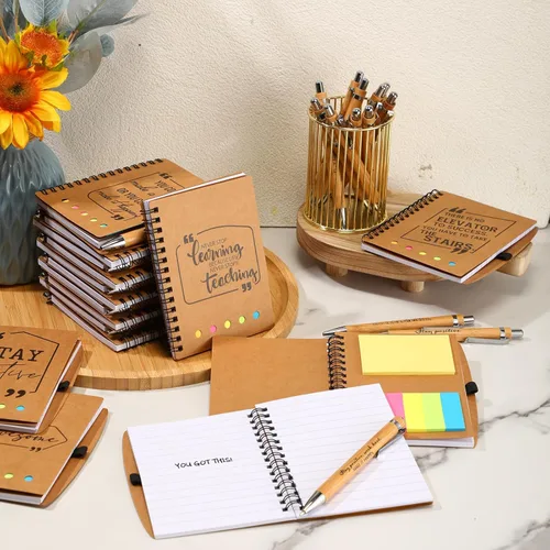 Miniatura 5 de Resurhang Juego de 40 regalos para la semana de la enfermera, regalo inspirador a granel, cuaderno de papel kraft en espiral a granel con nota