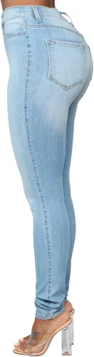 Miniatura 22 de KUNMI - Pantalones de mezclilla clásicos de cintura alta para mujer, elásticos, con efecto de levantamiento de glúteos, ajustados