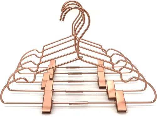 Miniatura 4 de Perchas de metal para ropa de bebé de 12.5 pulgadas, ganchos de oro rosa, colgador, para niños, pantalones, exhibición, almacenamiento, paquete de 10