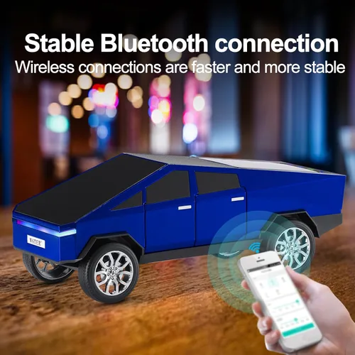 Miniatura 2 de WSTER Altavoz Bluetooth con forma de automóvil alimentado por energía solar, estéreo inalámbrico portátil, calidad de sonido de alta definición