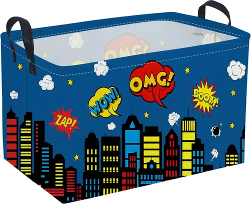 Miniatura 28 de Cesta plegable rectangular de tela para almacenamiento,con revestimiento impermeable y asas, sirve como organizador de juguetes, cesta de regalo