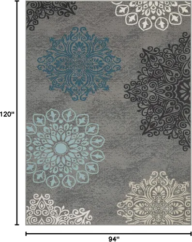 Miniatura 2 de Antep Rugs Alfombras - Alfombras modernas, florales, 5 x 7 pies, antideslizantes (antideslizante) de perfil bajo con parte trasera de goma