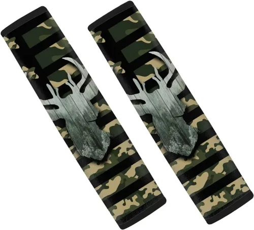 Miniatura 14 de LedBack Fundas para cinturón de seguridad de coche con diseño de bandera americana y camuflaje, paquete de 2, almohadilla universal para cinturón
