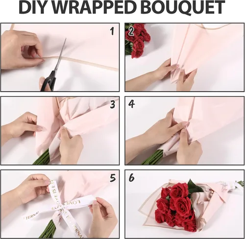 Miniatura 5 de NESCCI Papel de regalo de flores de 20 hojas, papel de regalo de ramo floral impermeable, suministros de floristería, papel de embalaje para boda