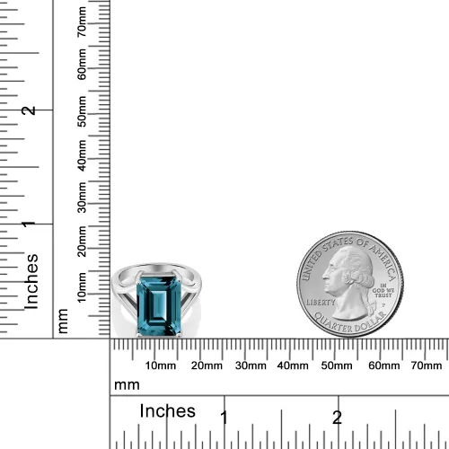 Miniatura 56 de Gem Stone King Anillo de compromiso solitario con piedra preciosa de corte esmeralda de 0.551 x 0.394 in para mujer, plata de ley 925, anillo