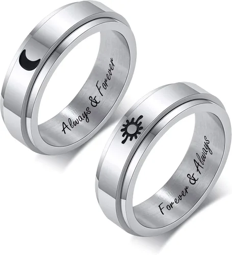 Anillos personalizados para parejas, grabado personalizado de tungstenoacero inoxidable para él y ella, juego de anillos de boda para hombres y