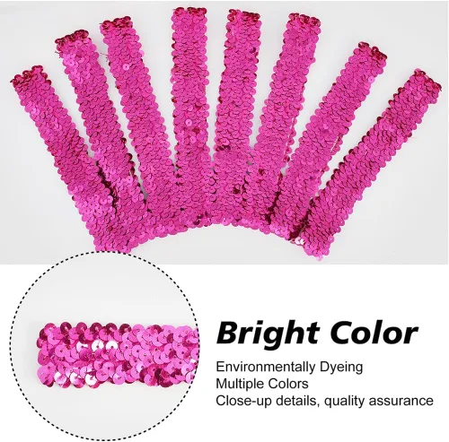 Miniatura 6 de GORGECRAFT 12 diademas de lentejuelas elásticas con purpurina elástica con purpurina a la moda, juego de accesorios para mujeres, deportes, bailes