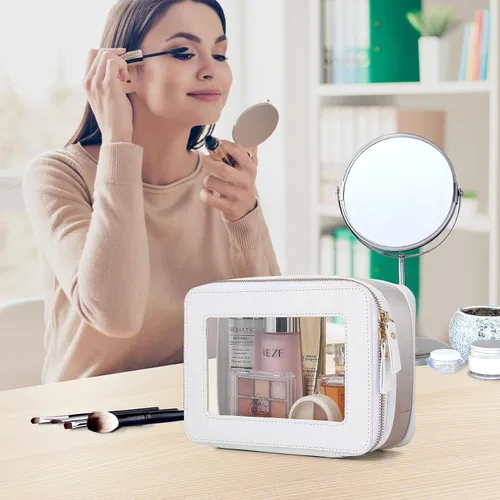 Miniatura 3 de Pinkmik Pequeña bolsa de maquillaje transparente, mini estuche para cosméticos, bolsa de aseo impermeable con cremallera, organizador de bolsos