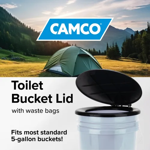 Miniatura 3 de Camco Asiento de Inodoro de Cubo con Tapa - Convierte Cubo Estándar de 5 Galones en Inodoro Portátil para Acampar - Conveniente Inodoro de Camping