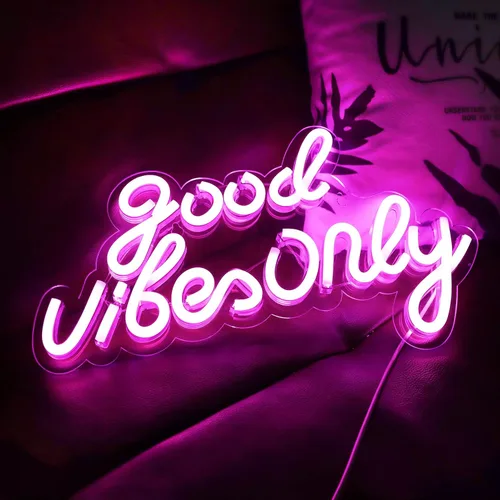 Miniatura 2 de Good Vibes Only - Letreros de neón para decoración de pared, luces de neón, adecuados para sala de estar, cerveza, bar, sala de juegos, hotel, Rosa